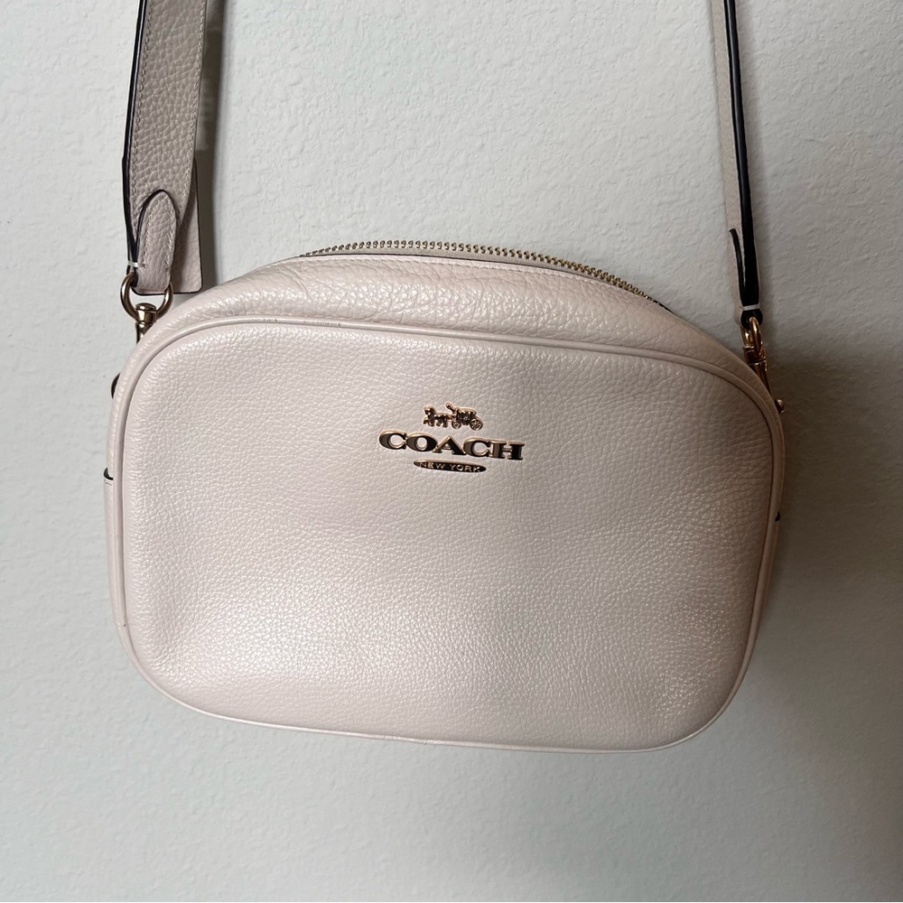 COACH Cream Camera Crossbody Bag with Gold Detailing
